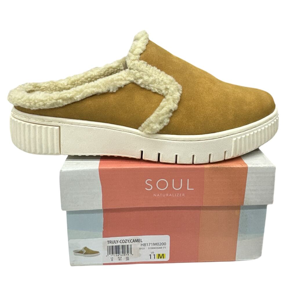 Soul Naturalizer Truly Cozy Mules Women's size 11 Tan Camel Cream